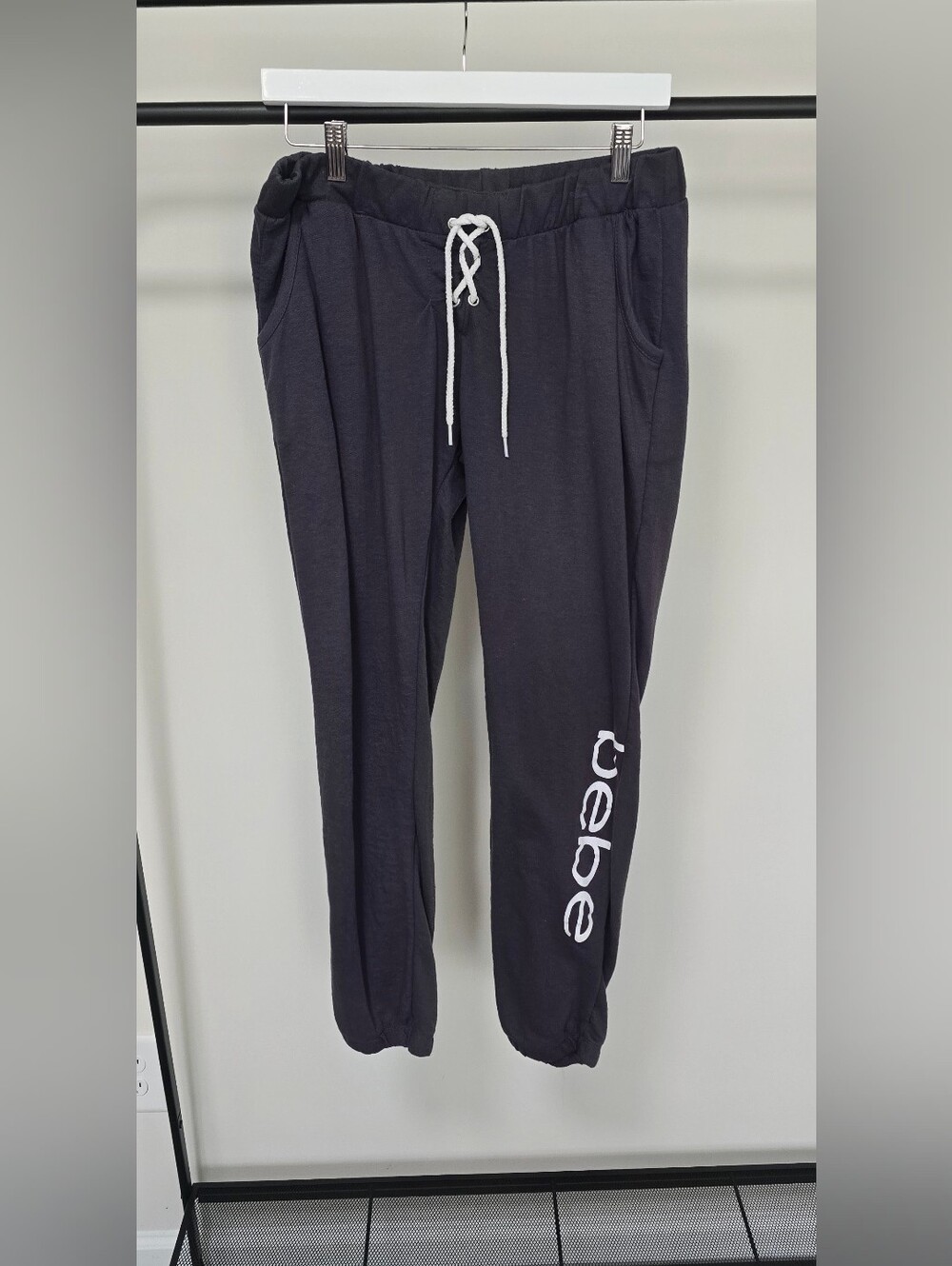 Bebe Black Jogger Sweatpants with White Logo
